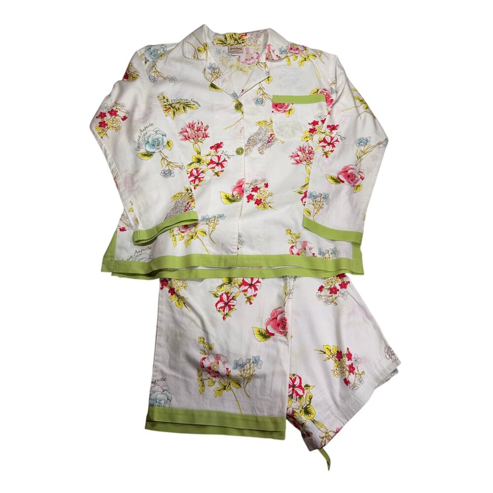 BedHead Pajamas Womens L Floral 100% Cotton 2 Piece Capri PJ Set Botanical